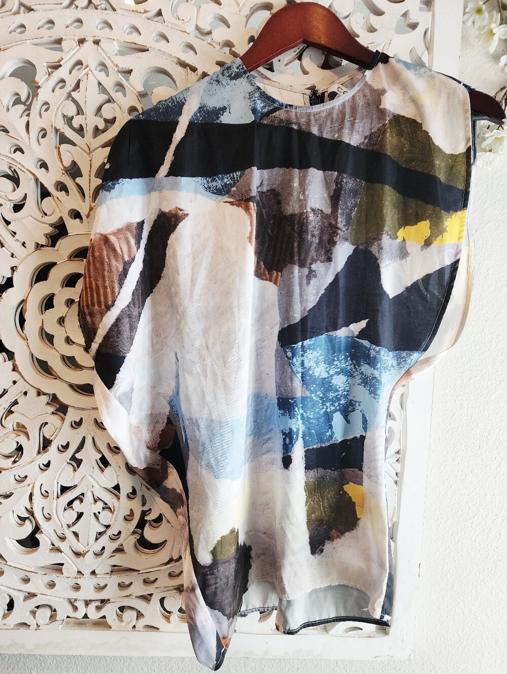 COS PRINTED ASYMMETRIC BLOUSE ONE SHOULDER WOMENS SIZE 4 - Picture 5 of 15